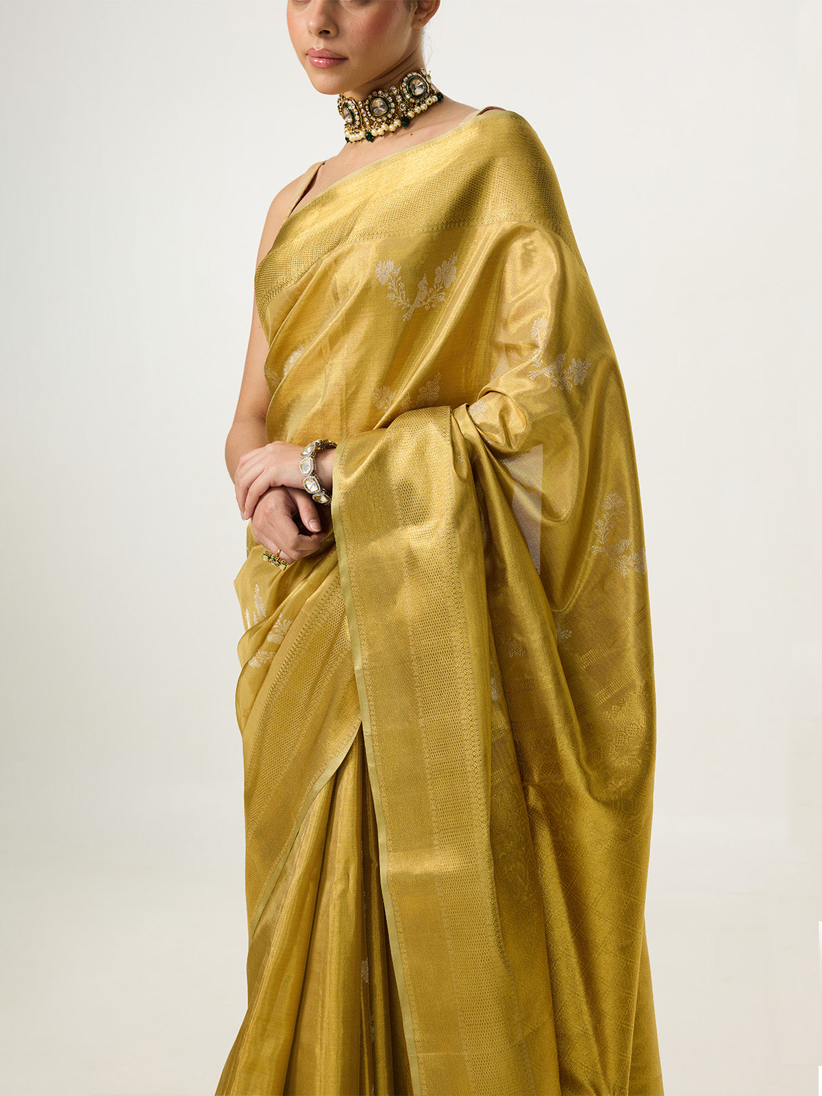Handwoven Gold Kanjivaram Saree