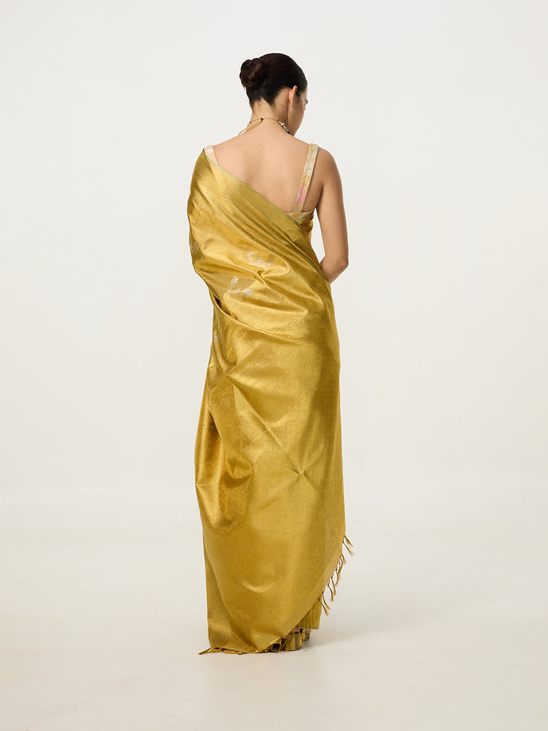 Handwoven Gold Kanjivaram Saree