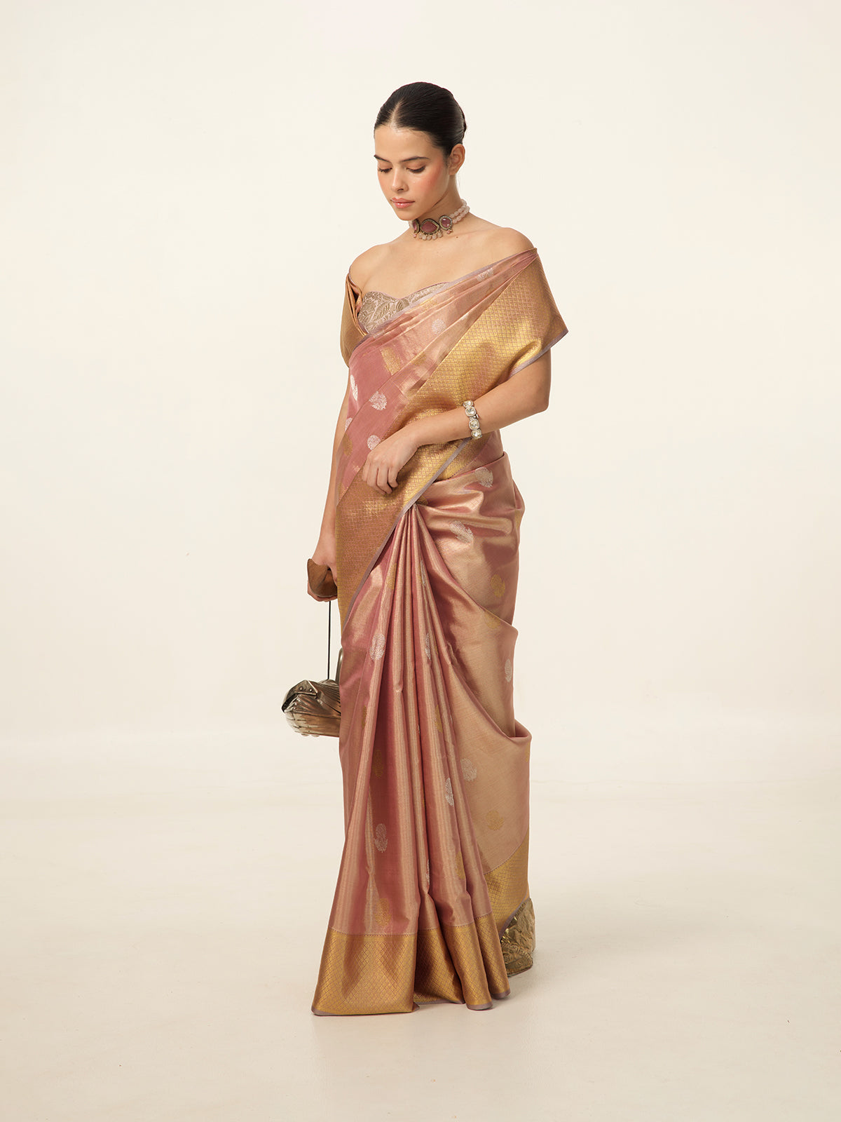 Handwoven Peach Kanjivaram Saree