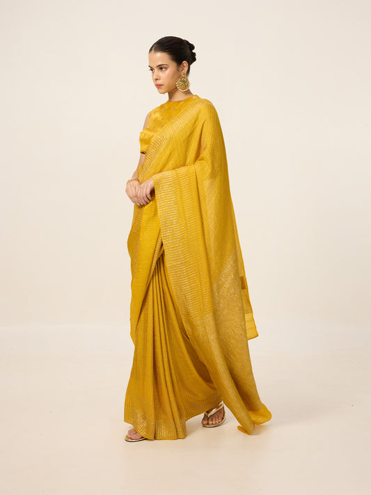 Handwoven Amber Georgette Saree