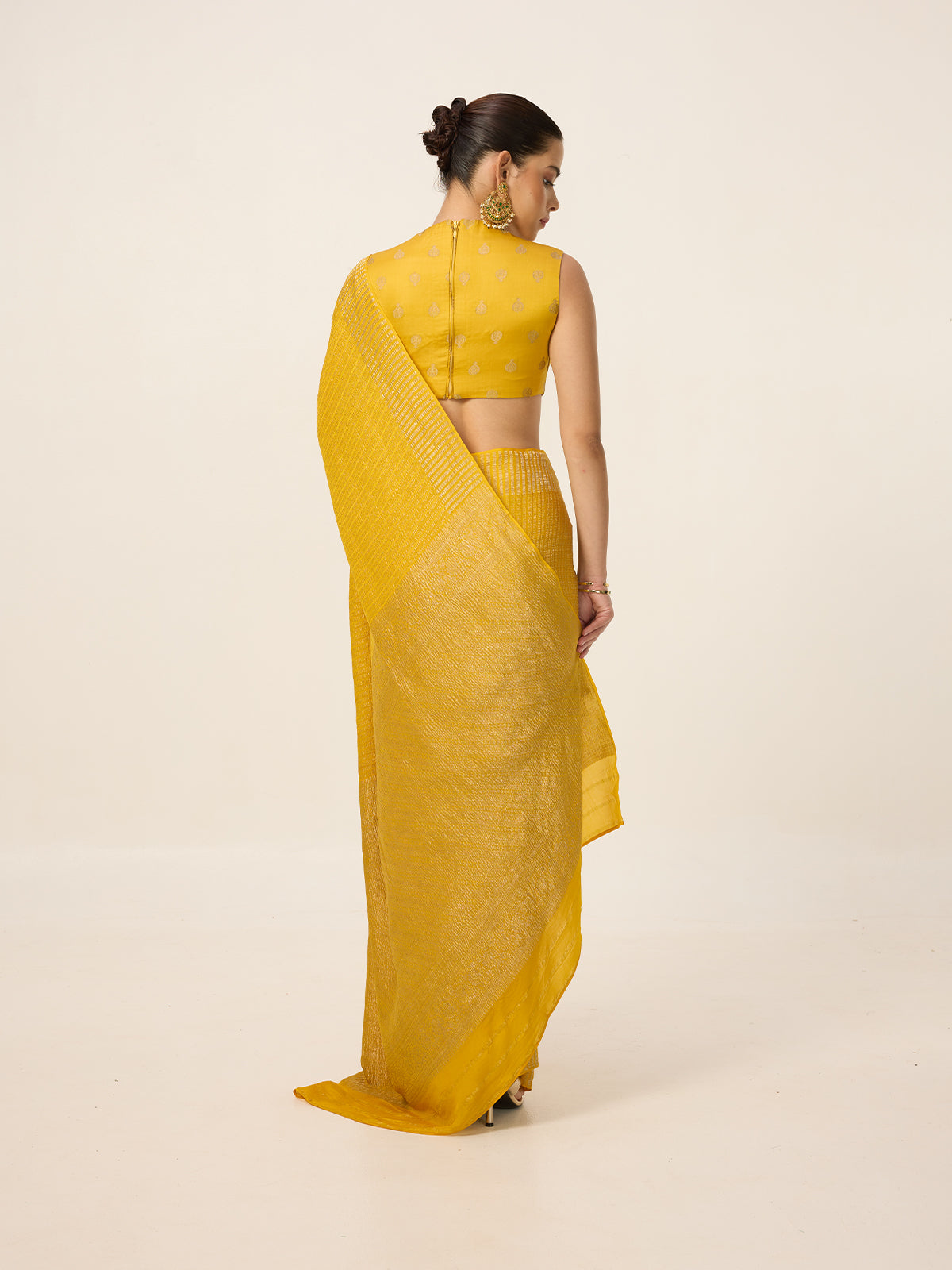 Handwoven Amber Georgette Saree