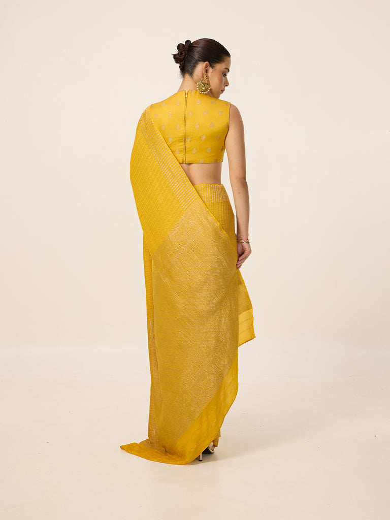 Handwoven Amber Georgette Saree