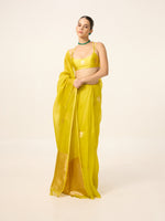 Handwoven Yellow Ochre Organza Saree