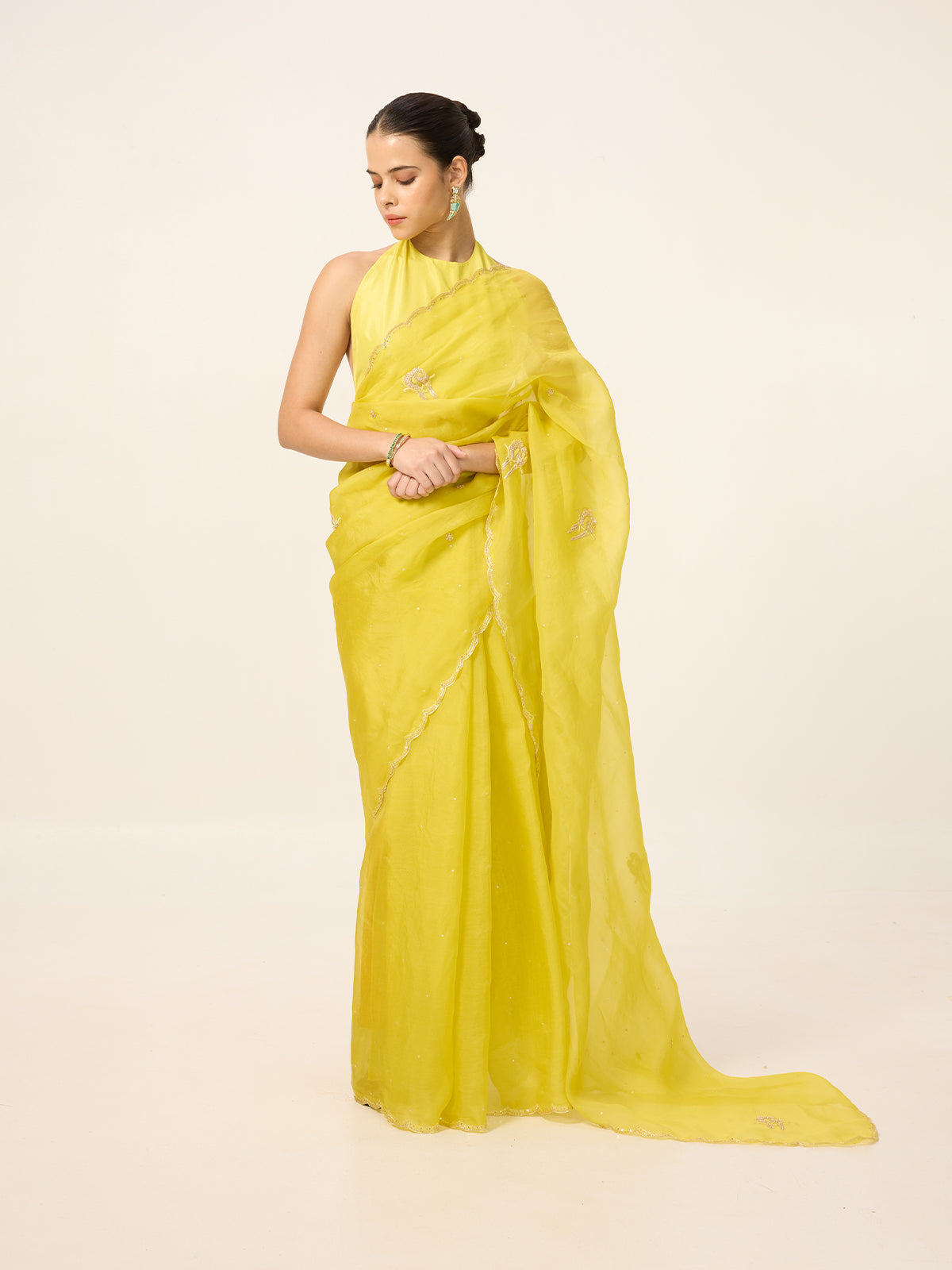 Handwoven Canary Yellow Saree
