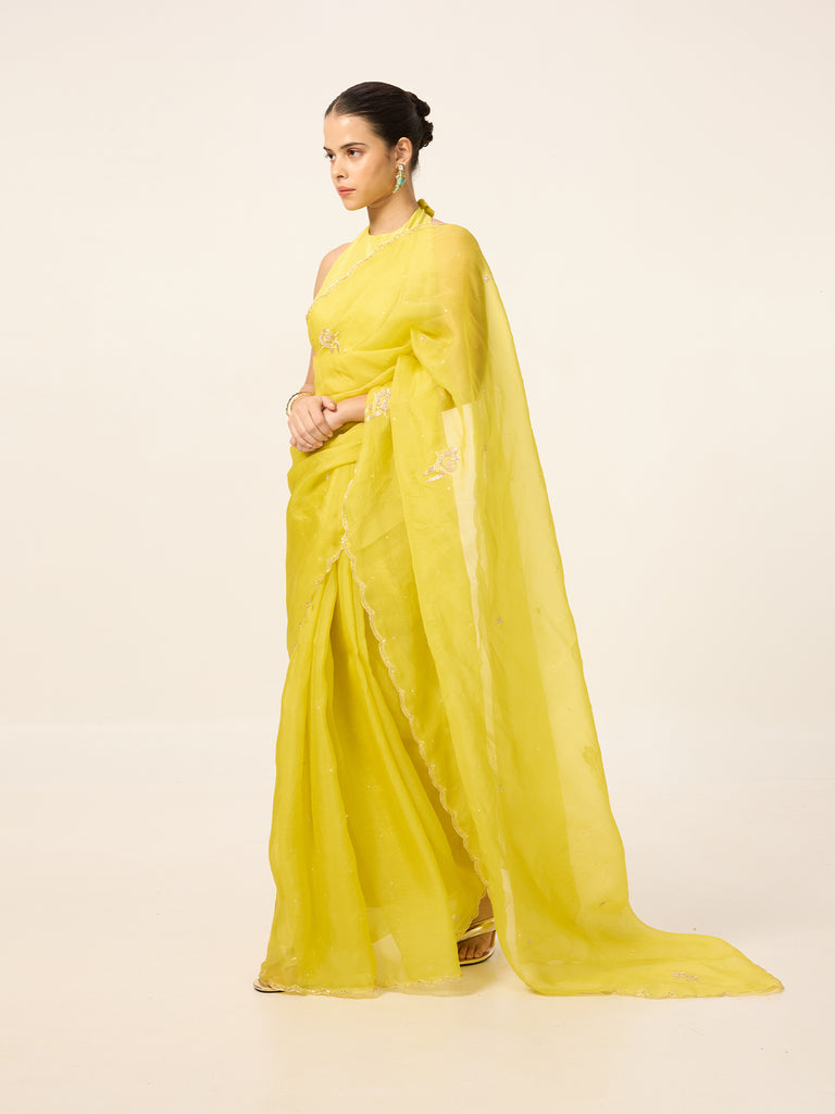 Handwoven Canary Yellow Saree