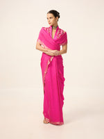 Handwoven Electric Pink Georgette Saree