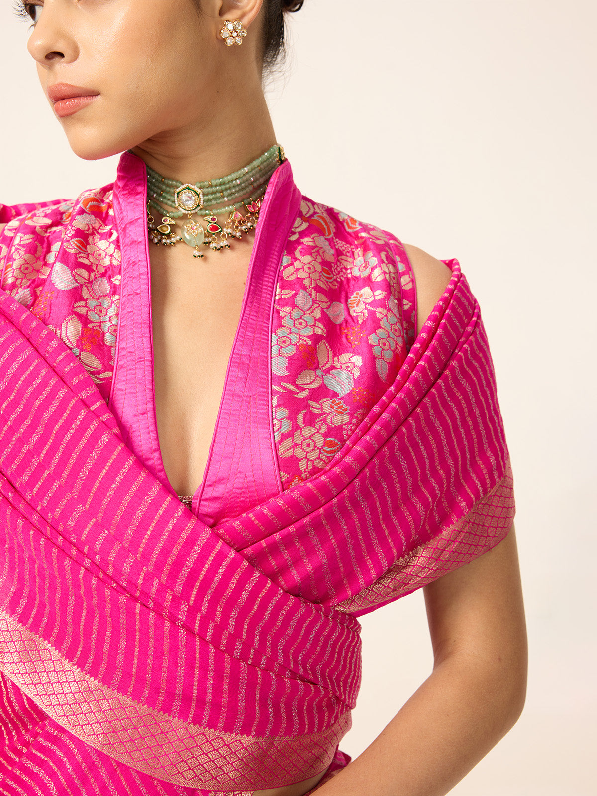 Handwoven Electric Pink Georgette Saree