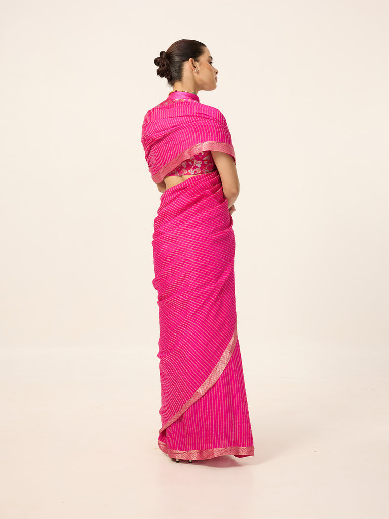 Handwoven Electric Pink Georgette Saree