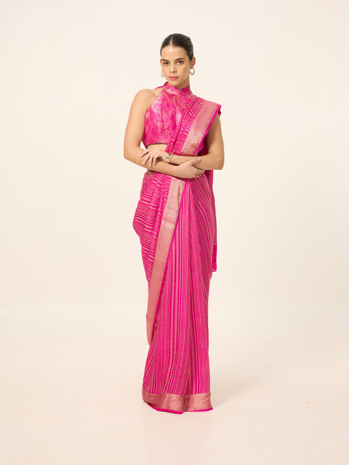 Handwoven Fuchisa Georgette Saree