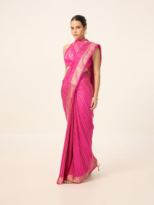 Handwoven Fuchisa Georgette Saree