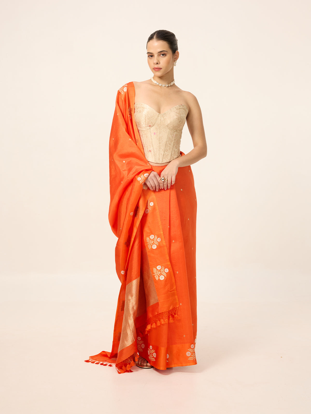Handwoven Orange Silk Saree