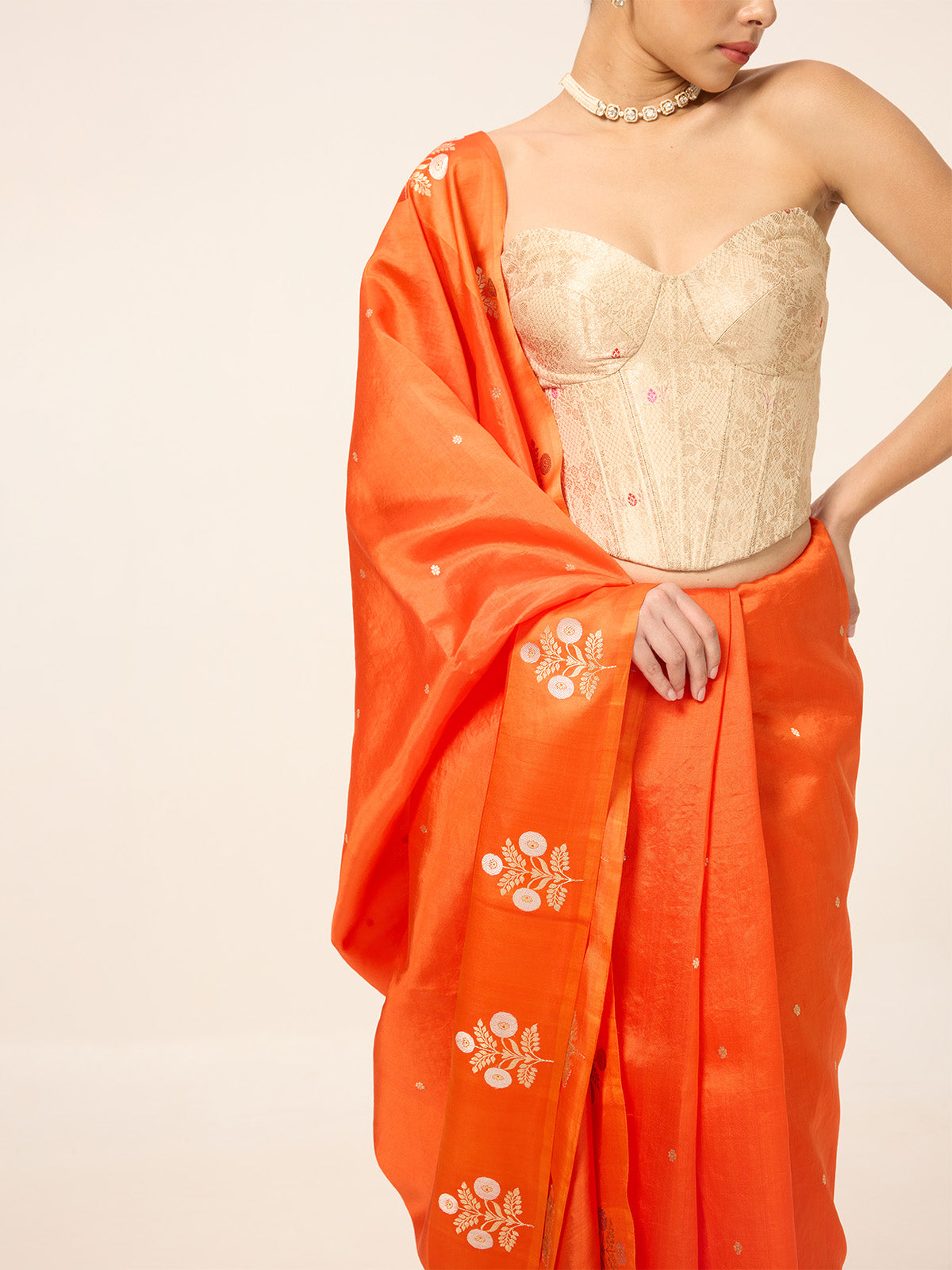 Handwoven Orange Silk Saree