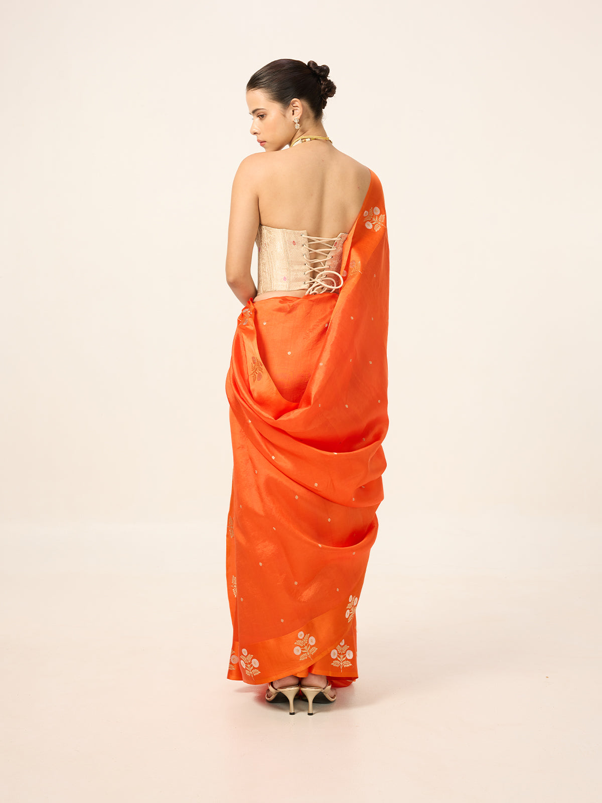 Handwoven Orange Silk Saree