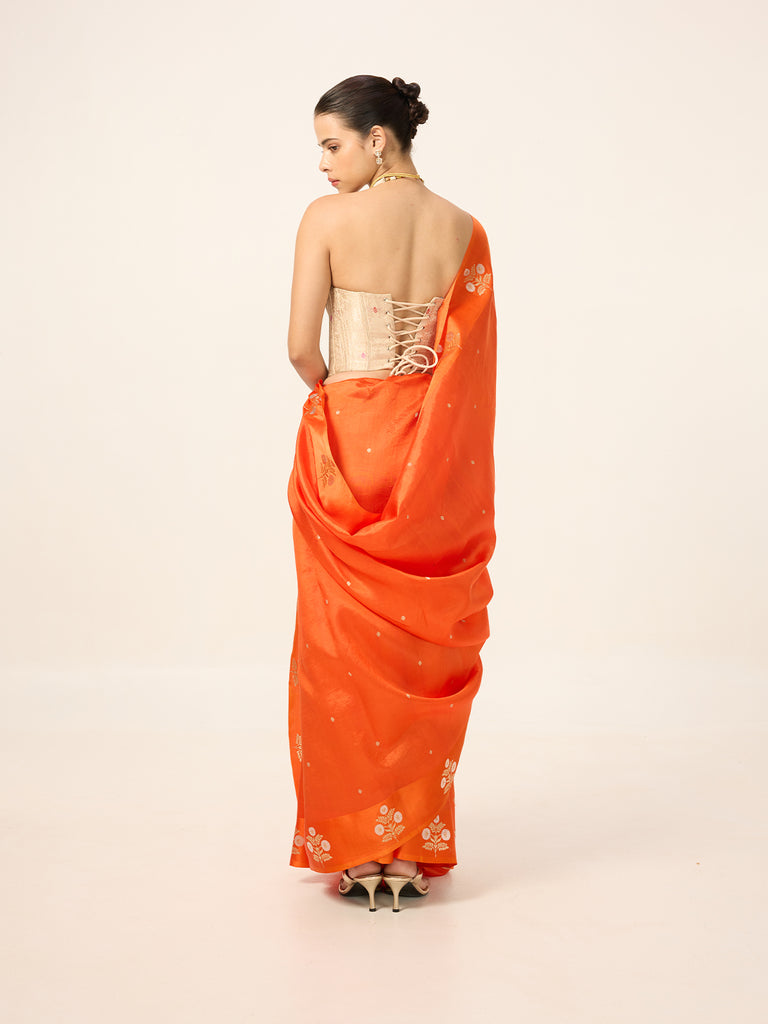 Handwoven Orange Silk Saree