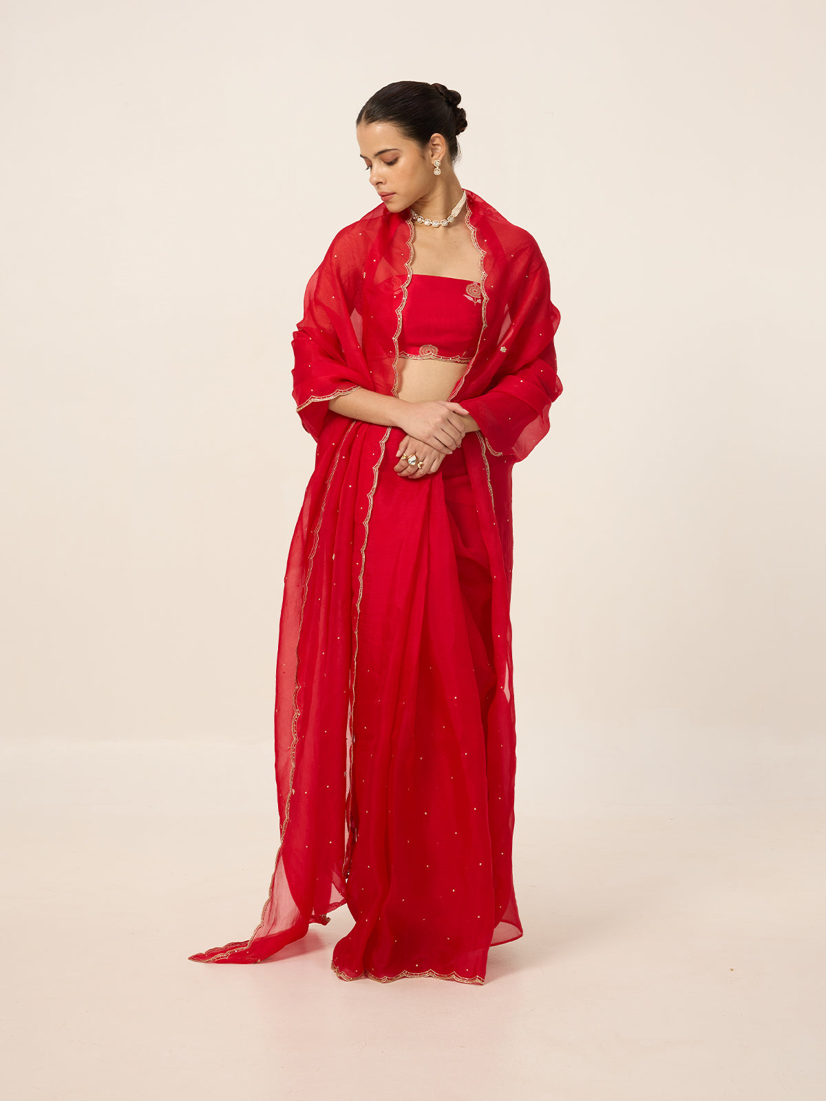 Handwoven Ruby Red Organza Saree