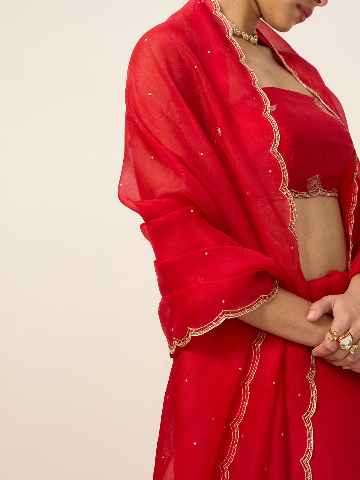 Handwoven Ruby Red Organza Saree