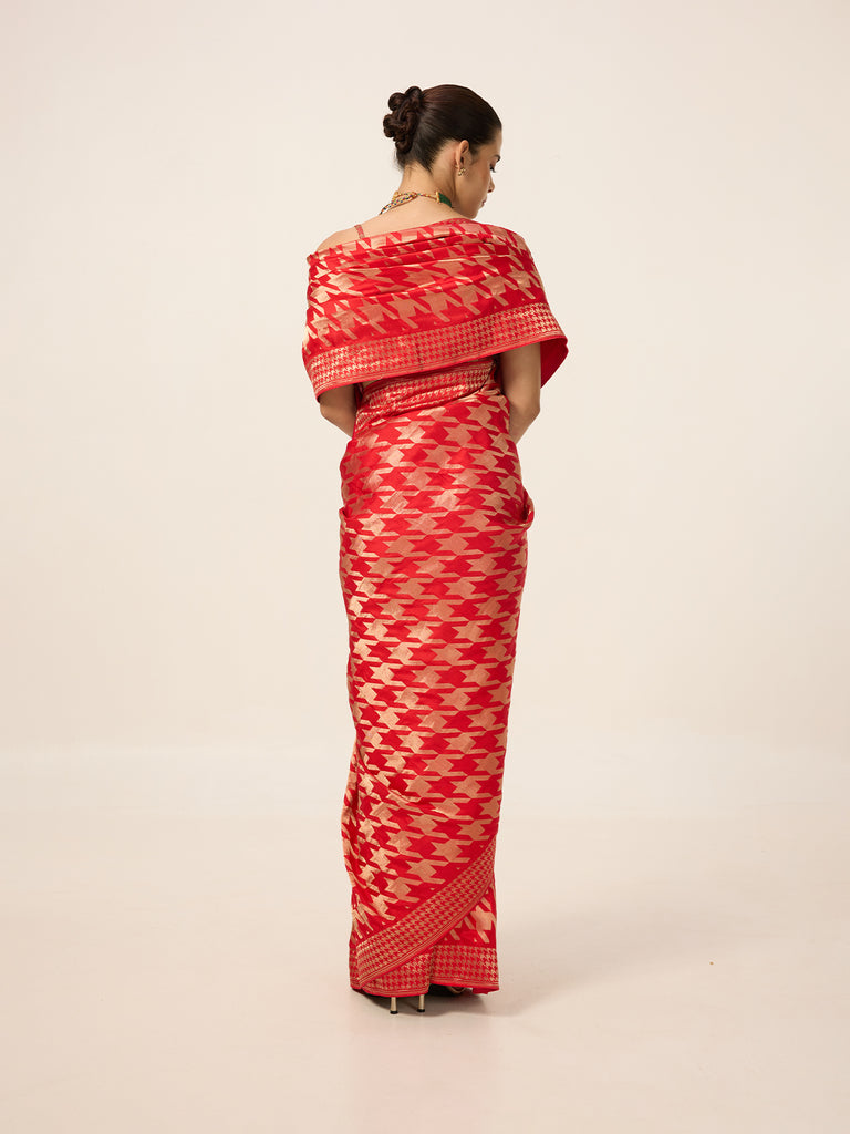 The Red Gerum Saree