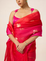 Handwoven Deep Pink Organza Saree