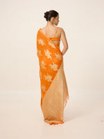 Handwoven Orange Chiffon Saree