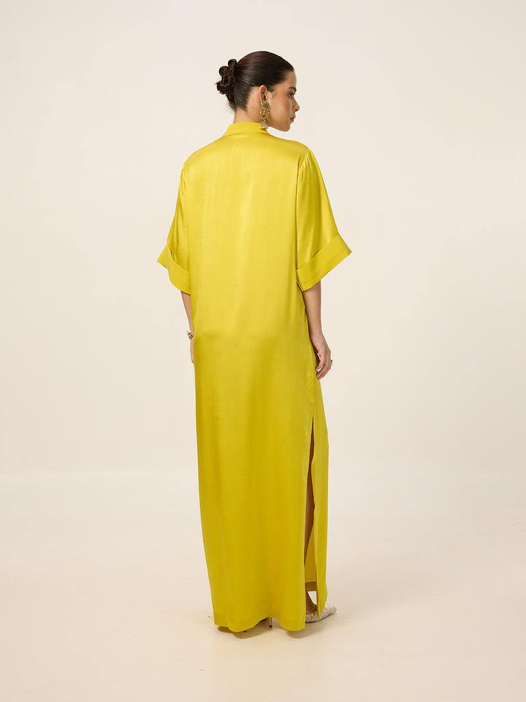 Handwoven Corn Yellow Kaftan