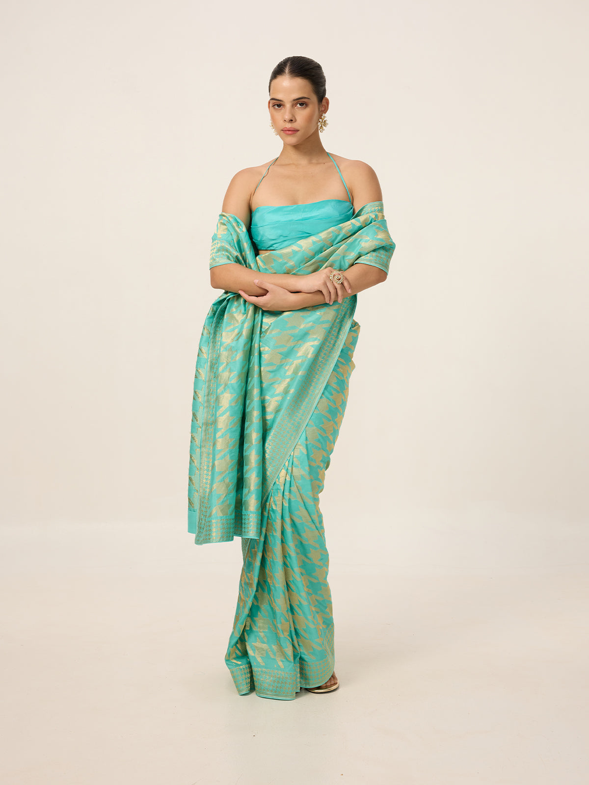 The Turquoise Blue Gerum Saree