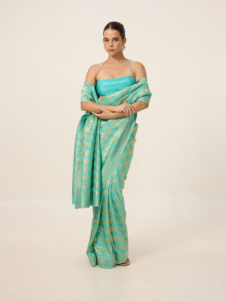 The Turquoise Blue Gerum Saree