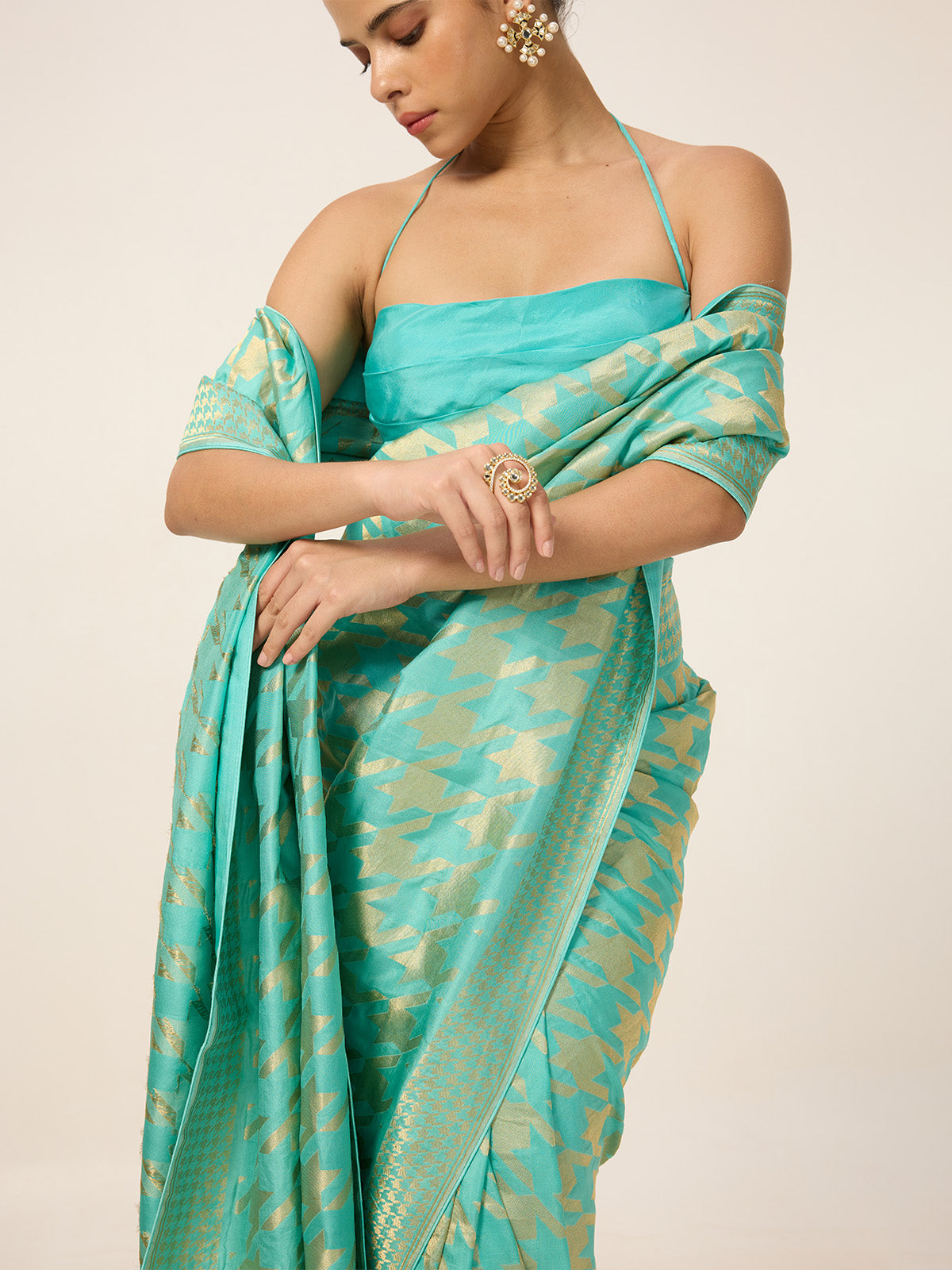The Turquoise Blue Gerum Saree