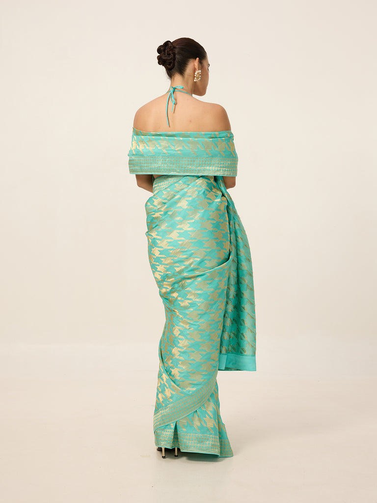The Turquoise Blue Gerum Saree