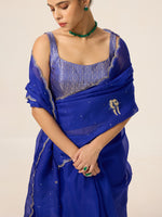 Handwoven Saphire Blue Organza Saree