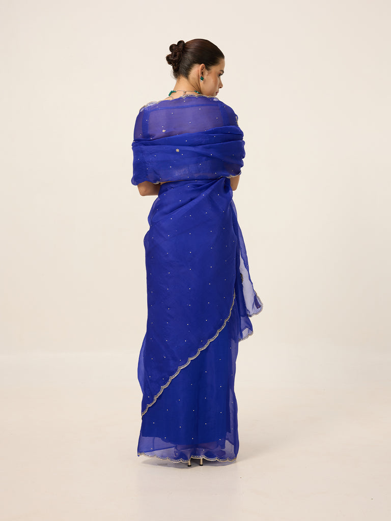 Handwoven Saphire Blue Organza Saree