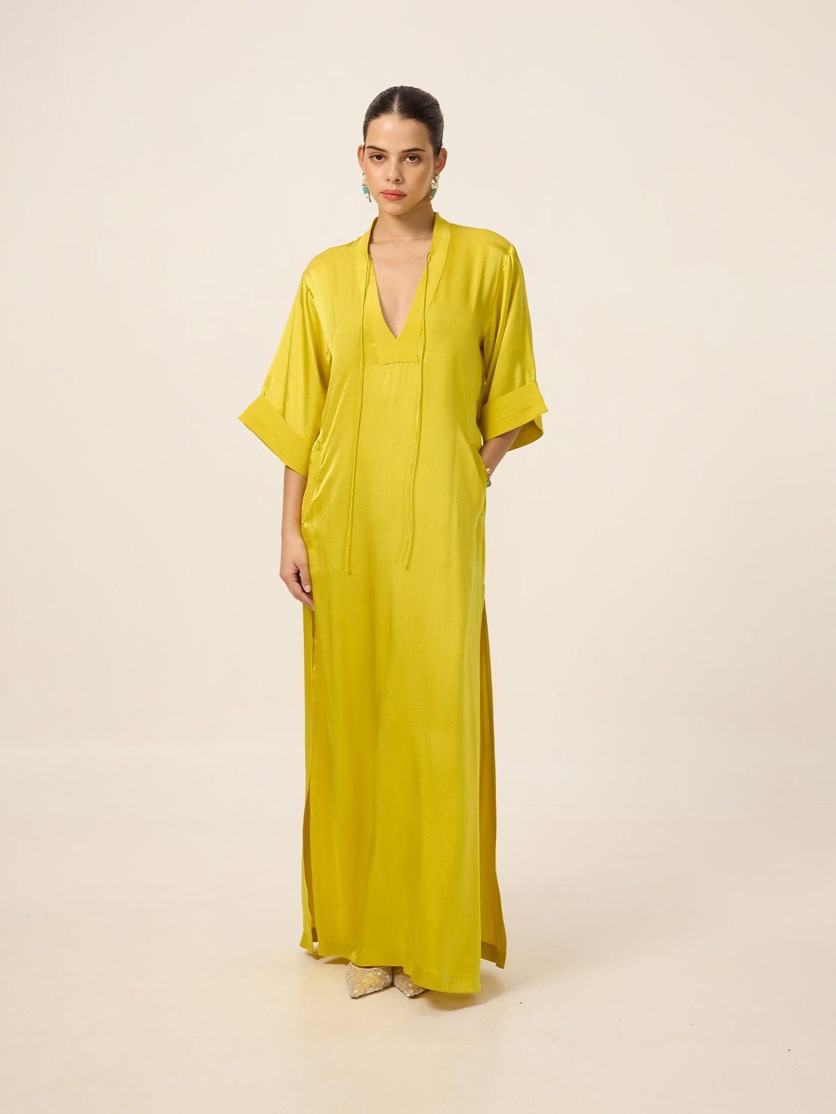 Handwoven Corn Yellow Kaftan
