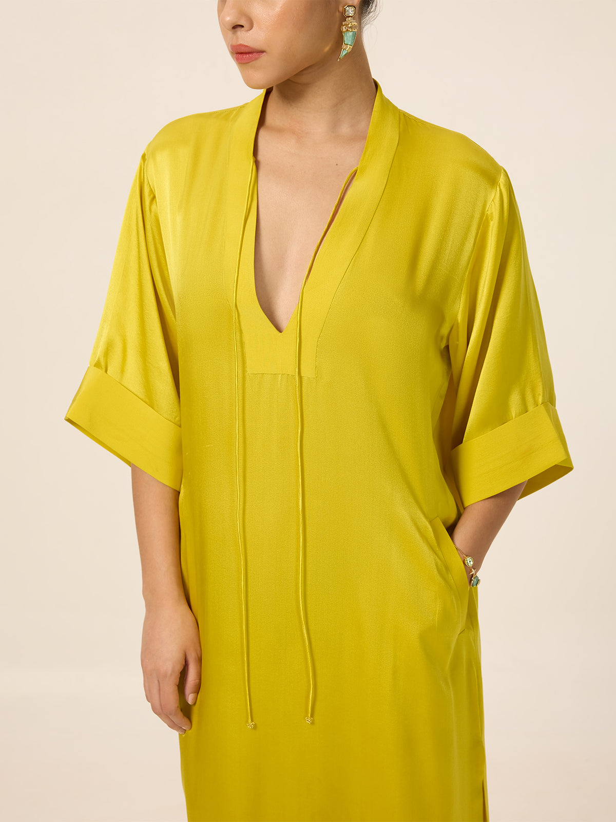 Handwoven Corn Yellow Kaftan