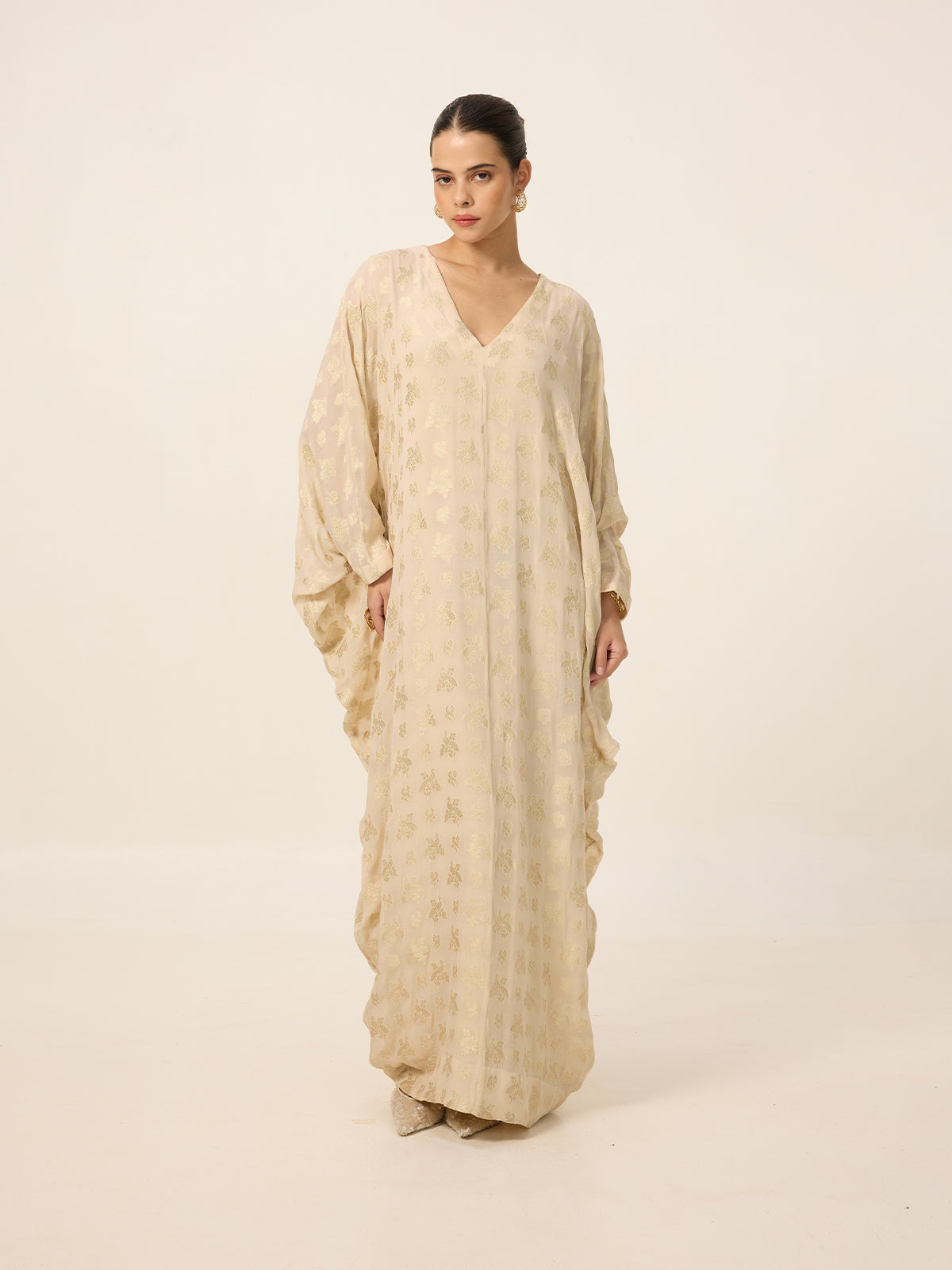 Handwoven Ivory-Gold Kaftan