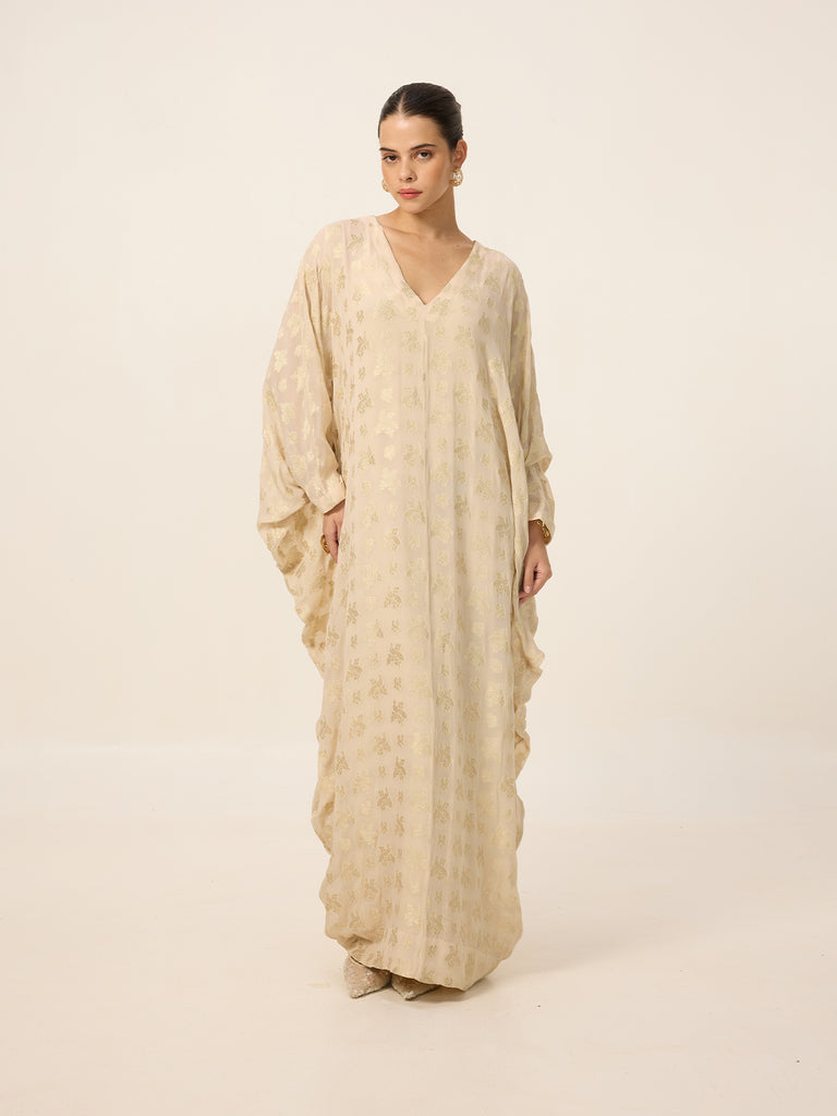 Handwoven Ivory-Gold Kaftan
