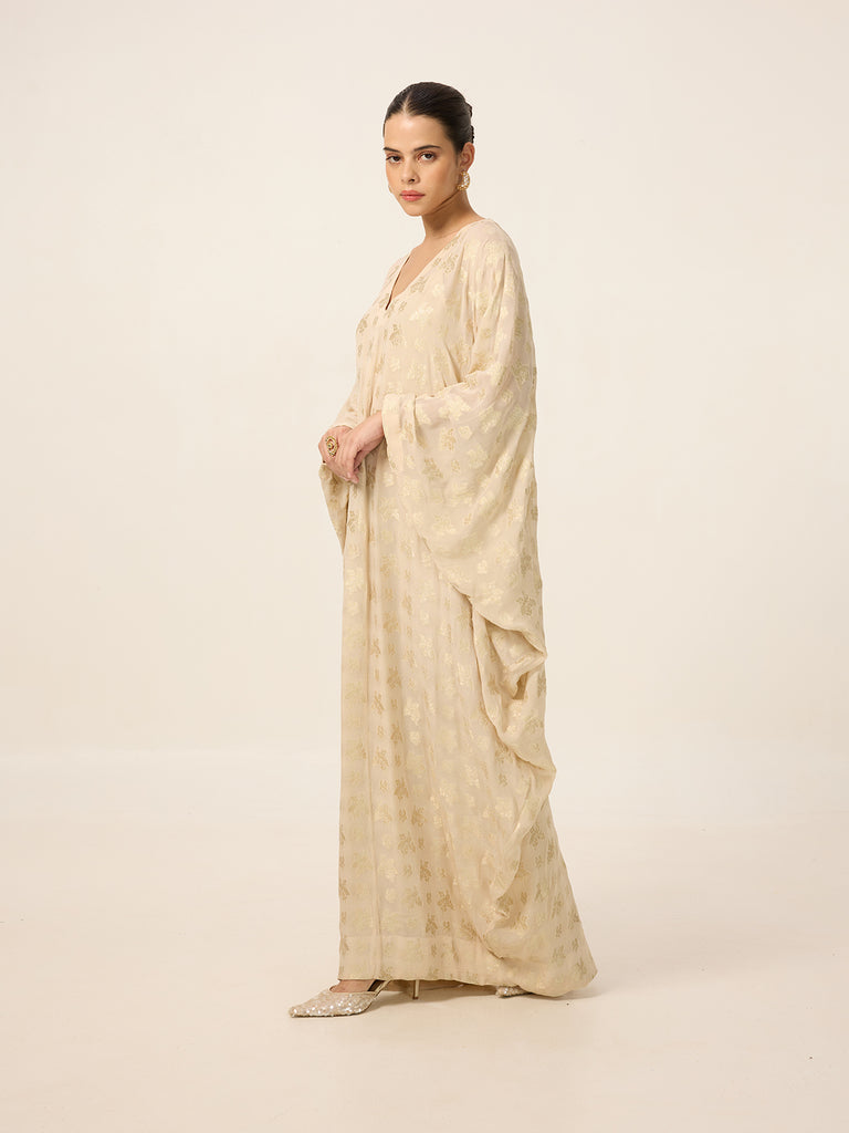 Handwoven Ivory-Gold Kaftan