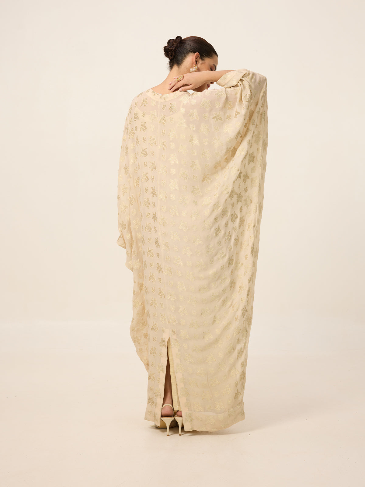 Handwoven Ivory-Gold Kaftan