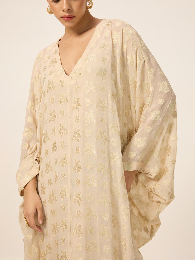 Handwoven Ivory-Gold Kaftan