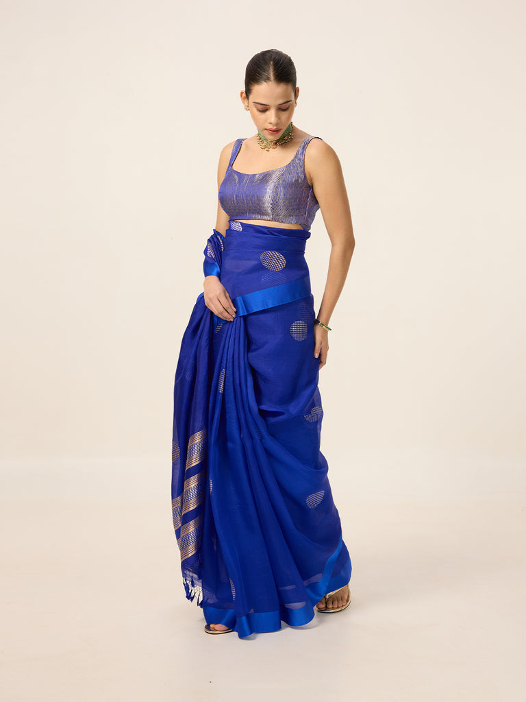 Handwoven Electric Blue Organza Saree
