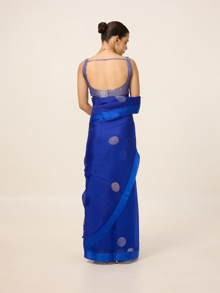 Handwoven Electric Blue Organza Saree