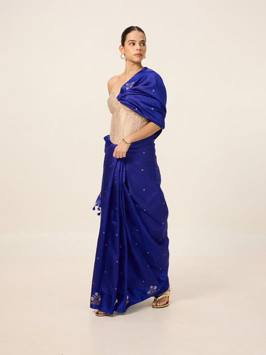 Handwoven Indigo Blue Silk Saree