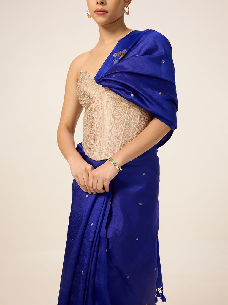 Handwoven Indigo Blue Silk Saree