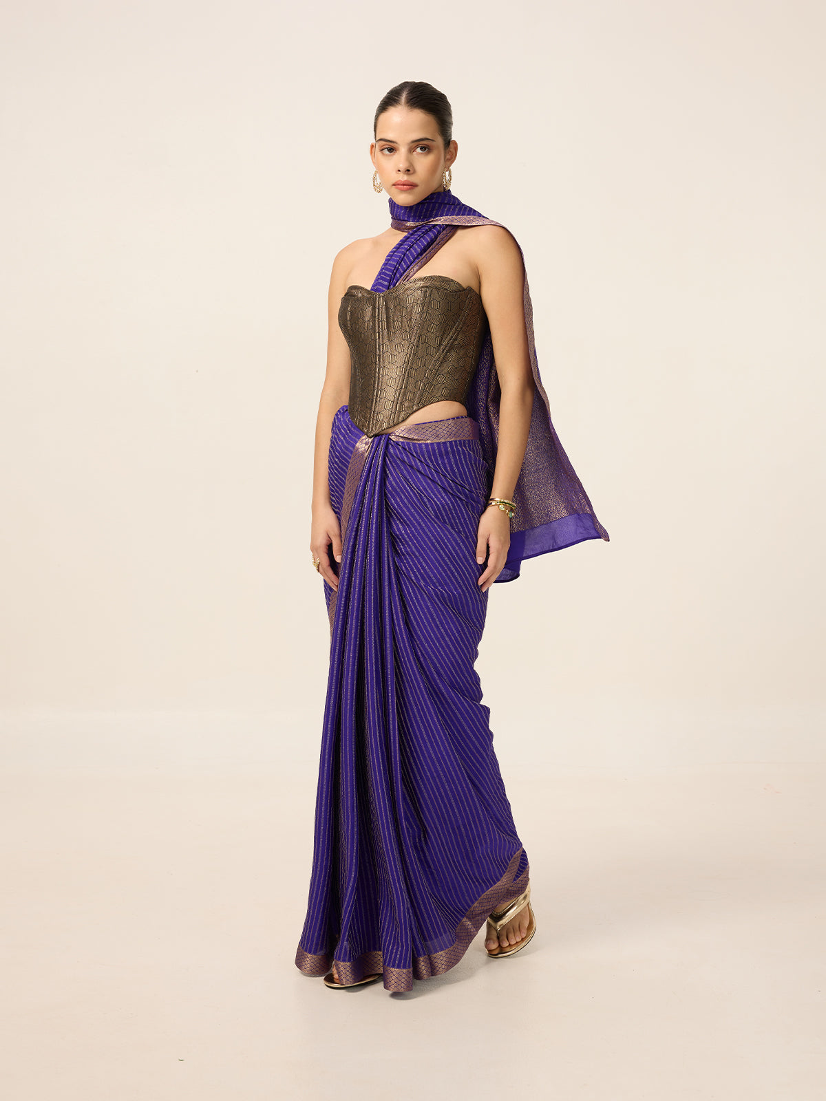 Handwoven Purple Georgette Saree