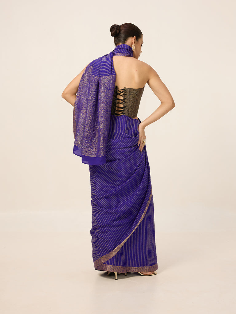 Handwoven Purple Georgette Saree