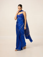 Handwoven Cobalt Blue Georgette Saree