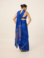 Handwoven Cobalt Blue Georgette Saree