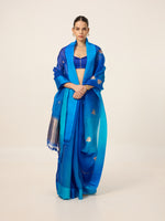 Handwoven Deep Blue Organza Saree