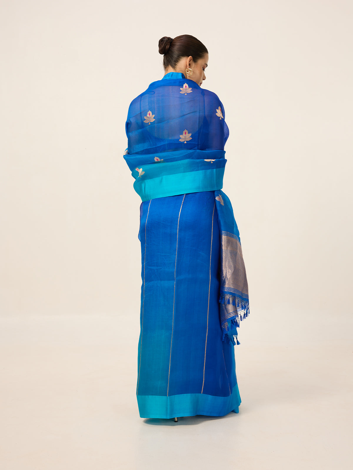 Handwoven Deep Blue Organza Saree