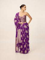 Handwoven Purple Chiffon Saree