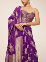 Handwoven Purple Chiffon Saree
