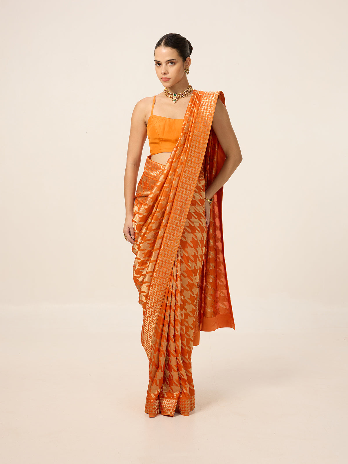 The Rust Orange Gerum Saree